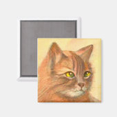 Oranje Tabby Cat Fine Art Magneet (Voorkant / Achterkant)