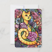 Oranje Tabby Cat Flower Garden Kaart (Voorkant)