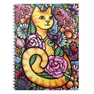 Oranje Tabby Cat Flower Garden Notitieboek