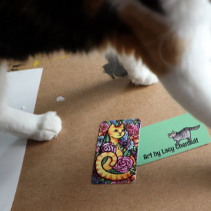 Oranje Tabby Cat Flower Garden Notitiekaartje