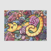 Oranje Tabby Cat Flower Garden Tissuepapier (Voorkant)