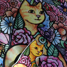 Oranje Tabby Cat Flower Garden Tissuepapier