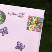 Oranje Tabby Cat Flower Garden Vierkante Sticker