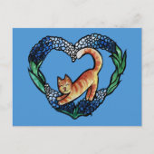 Oranje Tabby Cat Heart Cute texas bluebonnet Briefkaart (Voorkant)