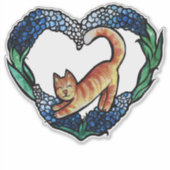 Oranje Tabby Cat Heart Cute texas bluebonnet Sticker (Voorkant)