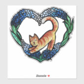 Oranje Tabby Cat Heart Cute texas bluebonnet Sticker (Vel)