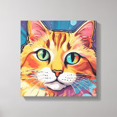 Oranje Tabby Cat | Hedendaags kleurrijk schilderij Canvas Afdruk (Voorkant)