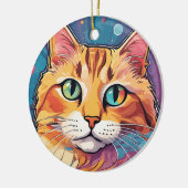 Oranje Tabby Cat | Hedendaags kleurrijk schilderij Keramisch Ornament (Links)