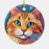 Oranje Tabby Cat | Hedendaags kleurrijk schilderij Keramisch Ornament (Achterkant)