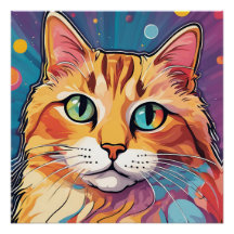 Oranje Tabby Cat | Hedendaags kleurrijk schilderij