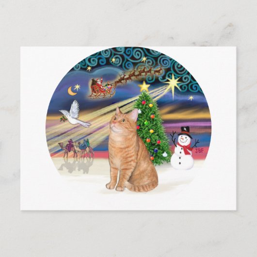 Oranje Tabby Cat - Kerstmagie Feestdagenkaart (Voorkant)