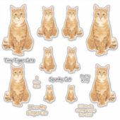 Oranje Tabby Cat Lg Sticker Set (Voorkant)