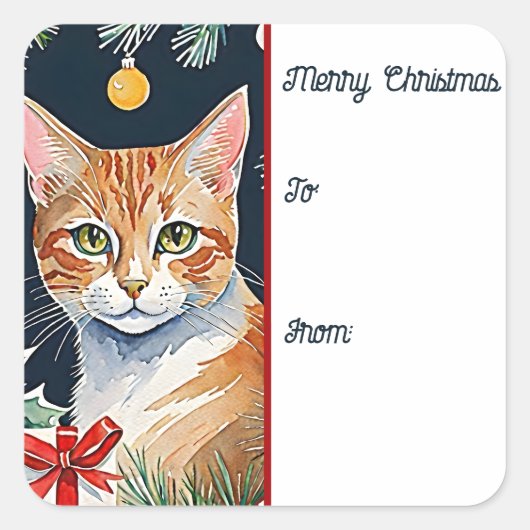 Oranje Tabby Cat Meowy Christmas Gift Label (Voorkant)