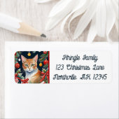 Oranje Tabby Cat Meowy Kerst Retouradres Etiket (Insitu)