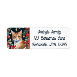 Oranje Tabby Cat Meowy Kerst Retouradres Etiket
