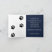 Oranje Tabby Cat Meowy Kerst Waterverf Kaart (Binnen)