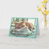 Oranje Tabby Cat met Get Well Wishes Kaart (Gele Bloem)
