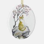 Oranje Tabby Cat met Plum Blossom Ornament (Rechts)