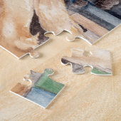 Oranje Tabby Cat op een boekenplank Legpuzzel (Zijkant)