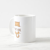 Oranje Tabby Cat Peeking achter aangepaste naam Koffiemok (Voorkant links)