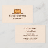 Oranje Tabby Cat Peeking Pet Sitting Service Visitekaartje (Voorkant / Achterkant)