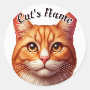 Oranje Tabby Cat · Personaliseer Ronde Sticker