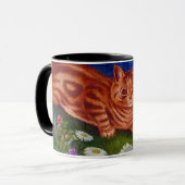 Oranje Tabby Cat schilderij van Louis Wain Mok (Voorkant links)