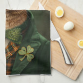 Oranje Tabby Cat St. Patrick's Day Theedoek (Quarter Fold)