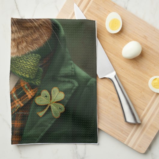 Oranje Tabby Cat St. Patrick's Day Theedoek (Quarter Fold)