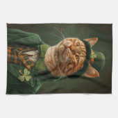 Oranje Tabby Cat St. Patrick's Day Theedoek (Horizontaal)