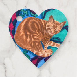 Oranje Tabby Cat Waterverf Bedankjes Labels