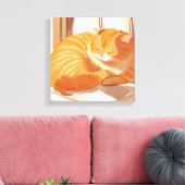 Oranje Tabby Cat | Waterverf schilderij Canvas Afdruk (Insitu (Woonkamer))