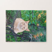 Oranje Tabby Cat Zittend in Stoel Foto Legpuzzel (Horizontaal)