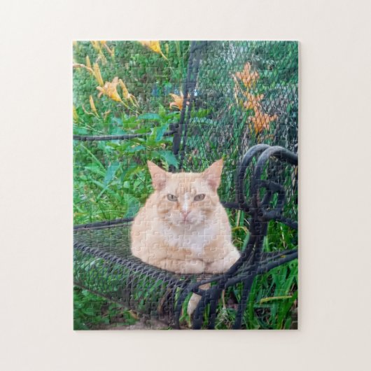 Oranje Tabby Cat Zittend in Stoel Foto Legpuzzel (Verticaal)