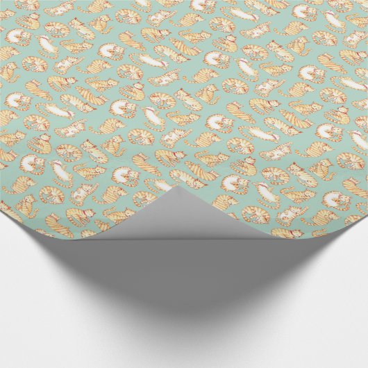 Oranje Tabby Cats Illustrated Pattern Cadeaupapier (Hoek)