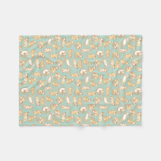 Oranje Tabby Cats Illustrated Pattern Fleece Deken (Voorkant (Horizontaal))