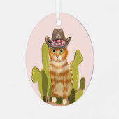 Oranje Tabby Cowboy Cat Metalen Ornament (Voorkant links)
