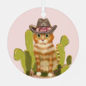 Oranje Tabby Cowboy Cat Metalen Ornament (Achterkant)
