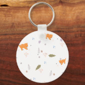 Oranje Tabby en Bladeren Patroon  Sleutelhanger (Voorkant)