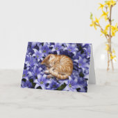 Oranje tabby en lelies kaart (Gele Bloem)