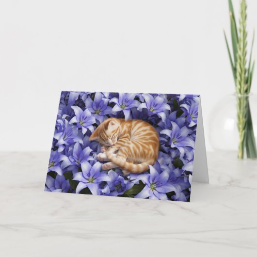 Oranje tabby en lelies kaart (Voorkant)