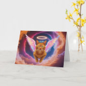 Oranje Tabby Engel Sympathie Kaart (Gele Bloem)