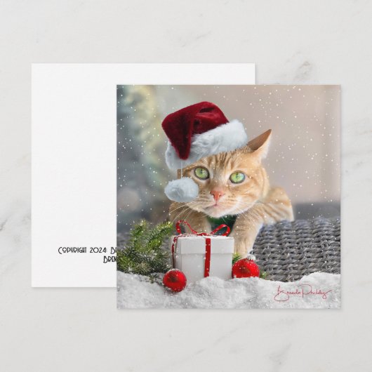 Oranje Tabby FLAT 5.25-inch kerst Kaart (Voorkant / Achterkant)