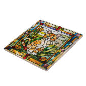 Oranje Tabby Glas in lood Decoratieve Tegel Tegeltje (Zijkant)