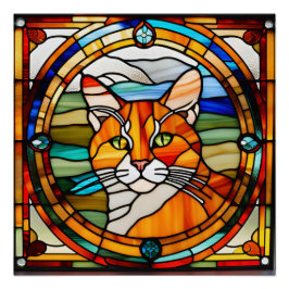 Oranje Tabby Glas in lood Perfect Poster