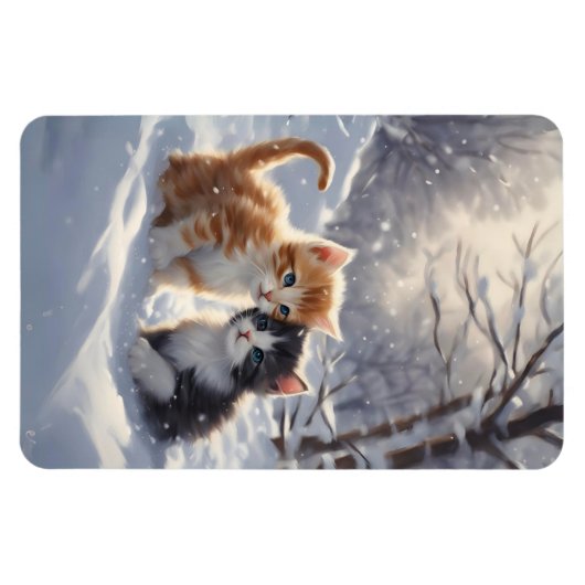 Oranje Tabby Grijs en Witte Katten Koelkast Magneet (Horizontaal)