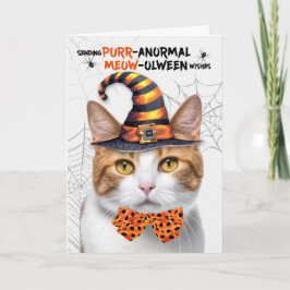 Oranje Tabby Halloween Cat PURRanormale MEOWolween Feestdagen Kaart