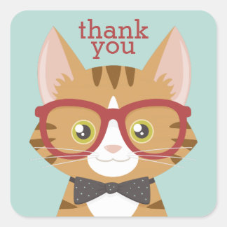 Oranje Tabby Hipster Cat Dank u Stickers