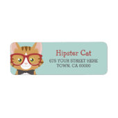 Oranje Tabby Hipster Cat Kinder Etiket (Voorkant)