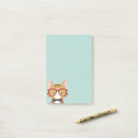 Oranje Tabby Hipster Cat Kinder Post-it® notes (Op bureau)
